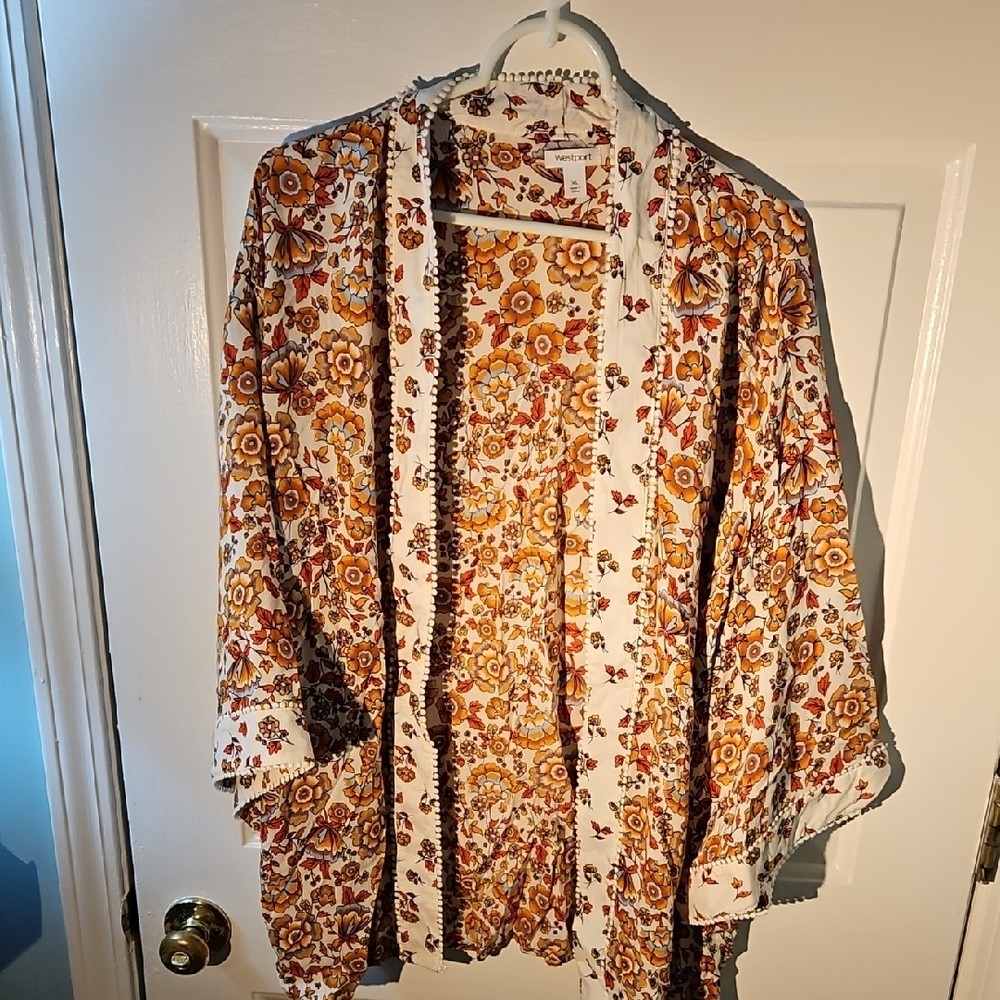 Westport Floral Cardigan - Orange and White